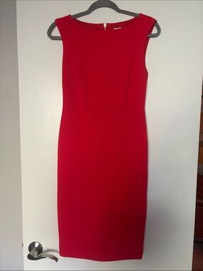 Cache Sleeveless Red Sheath Dress